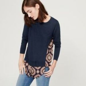 Loft Layered Look Mixed Media Sweater- L